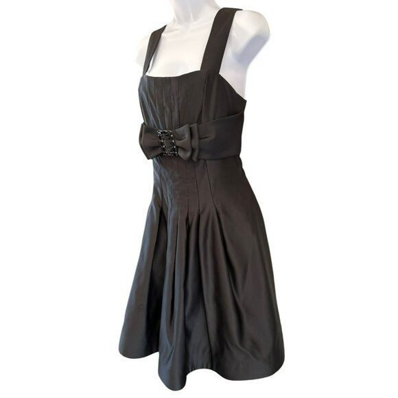 Vintage Jessica McClintock Black Cocktail Dress Bow Gem Belt Accent Sz 12 Y2K - Picture 3 of 9